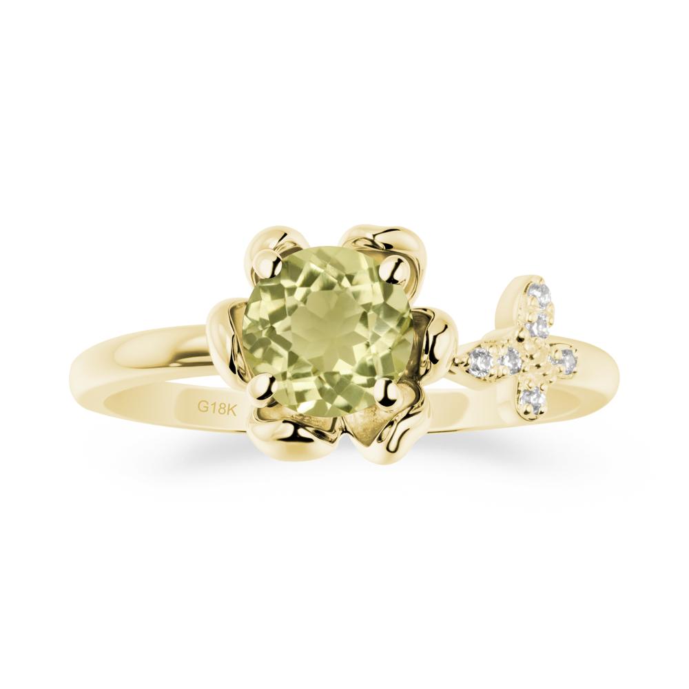 Round Lemon Quartz Petal Promise Ring - LUO Jewelry #metal_18k yellow gold