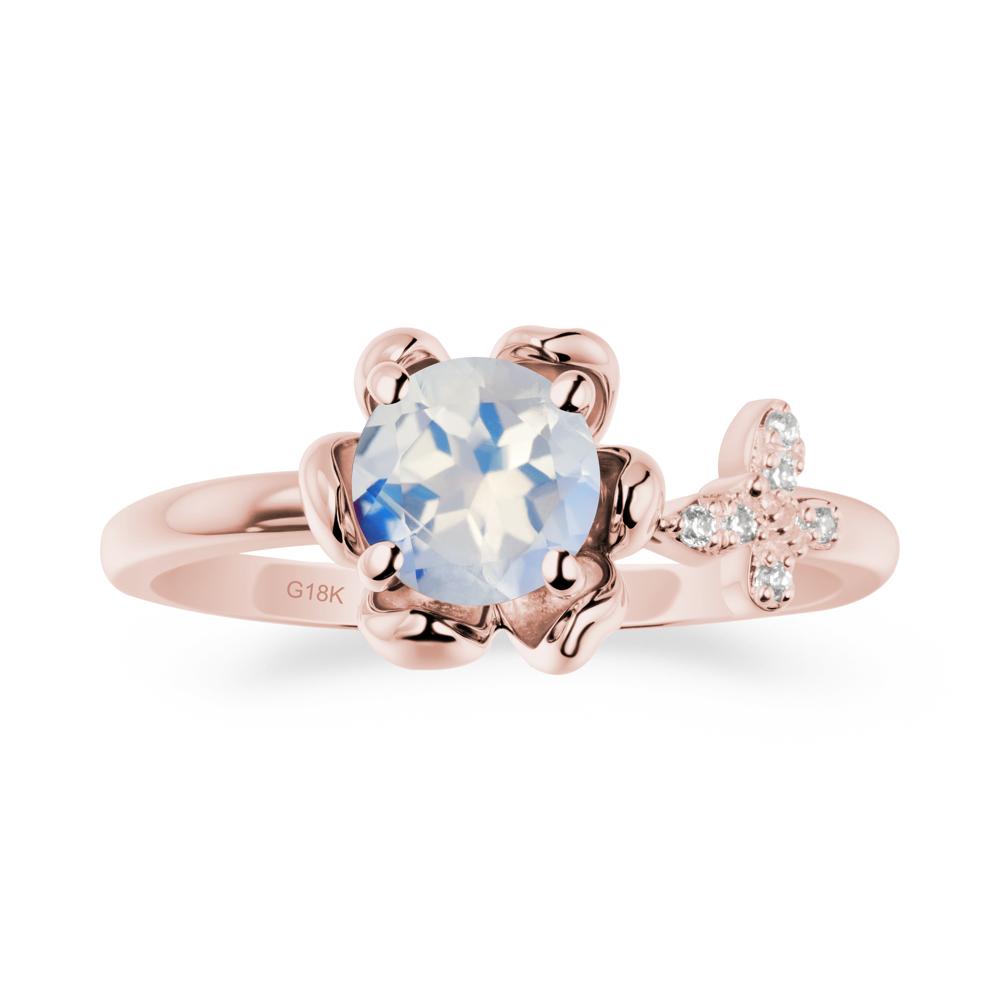 Round Moonstone Petal Promise Ring - LUO Jewelry #metal_18k rose gold