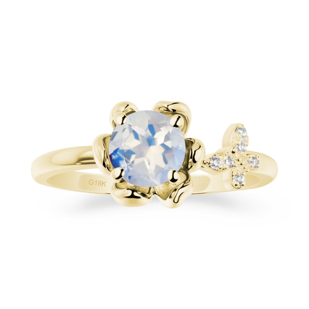Round Moonstone Petal Promise Ring - LUO Jewelry #metal_18k yellow gold