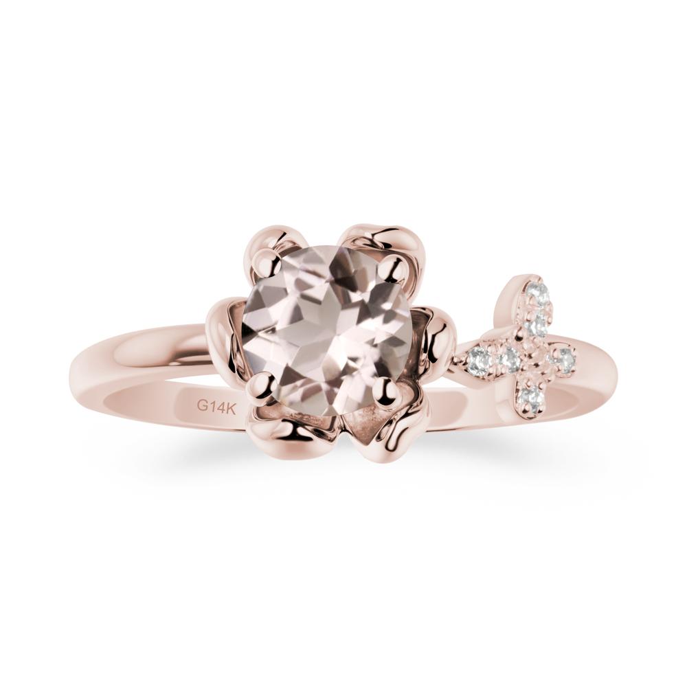 Floral Inspired Morganite Ring with Butterfly - LUO Jewelry #metal_14k rose gold