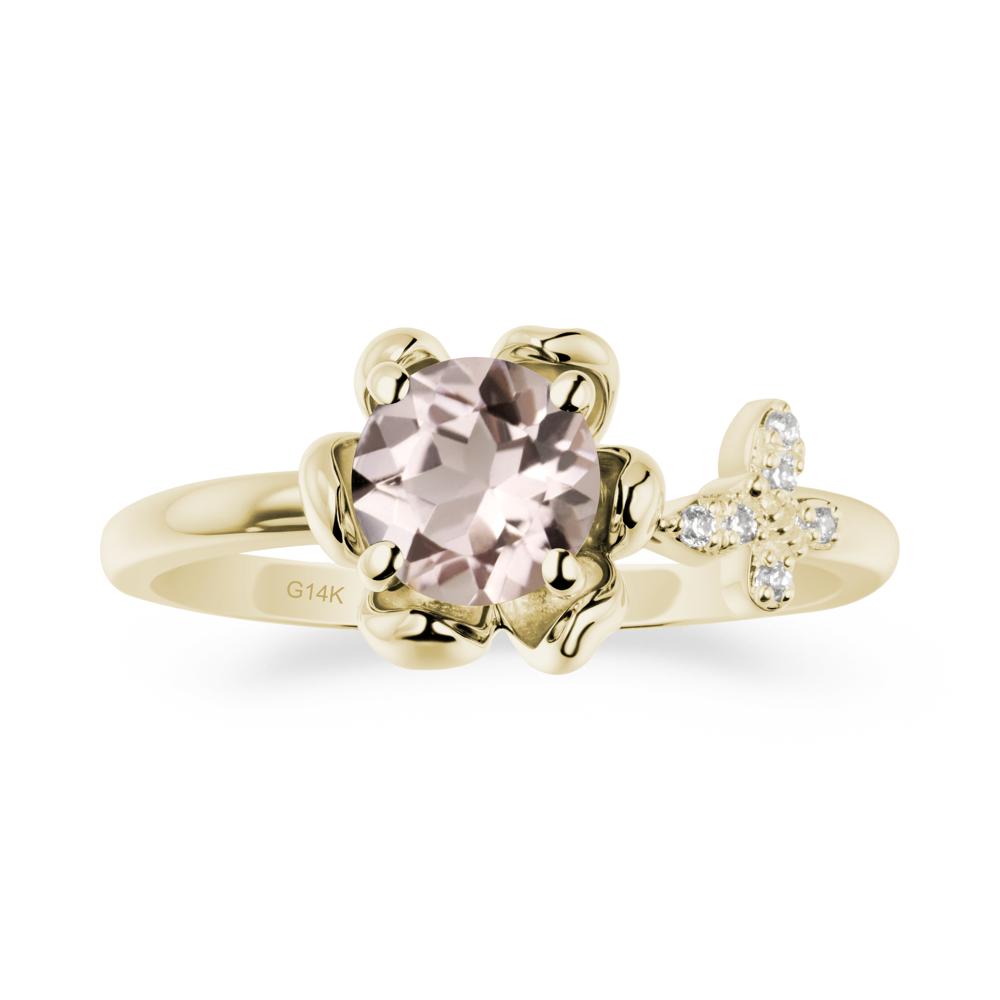 Floral Inspired Morganite Ring with Butterfly - LUO Jewelry #metal_14k yellow gold