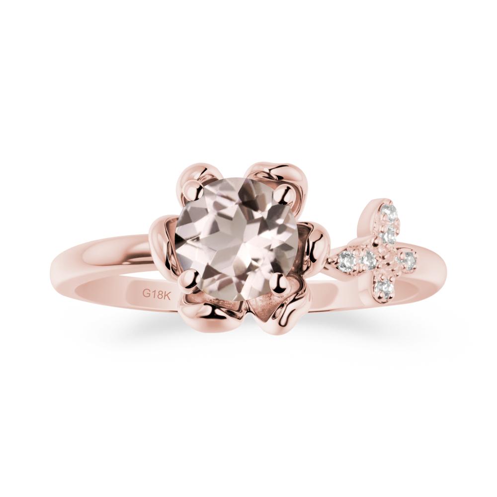 Floral Inspired Morganite Ring with Butterfly - LUO Jewelry #metal_18k rose gold