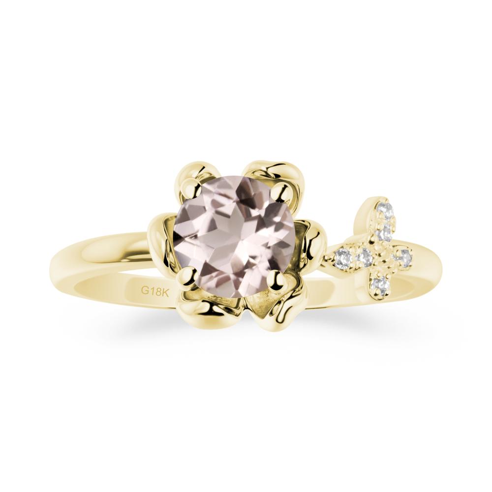Floral Inspired Morganite Ring with Butterfly - LUO Jewelry #metal_18k yellow gold