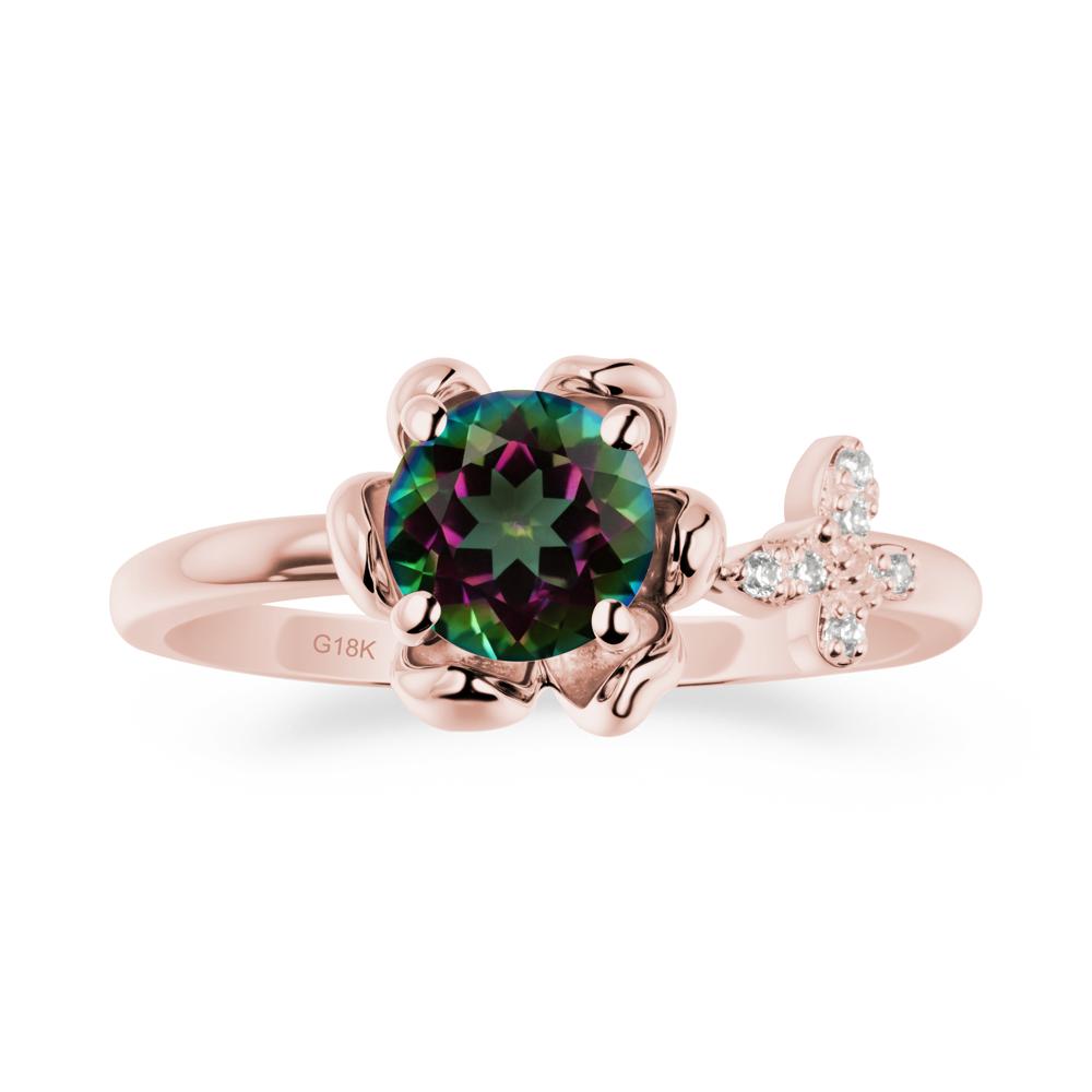 Round Mystic Topaz Petal Halo Ring - LUO Jewelry #metal_18k rose gold