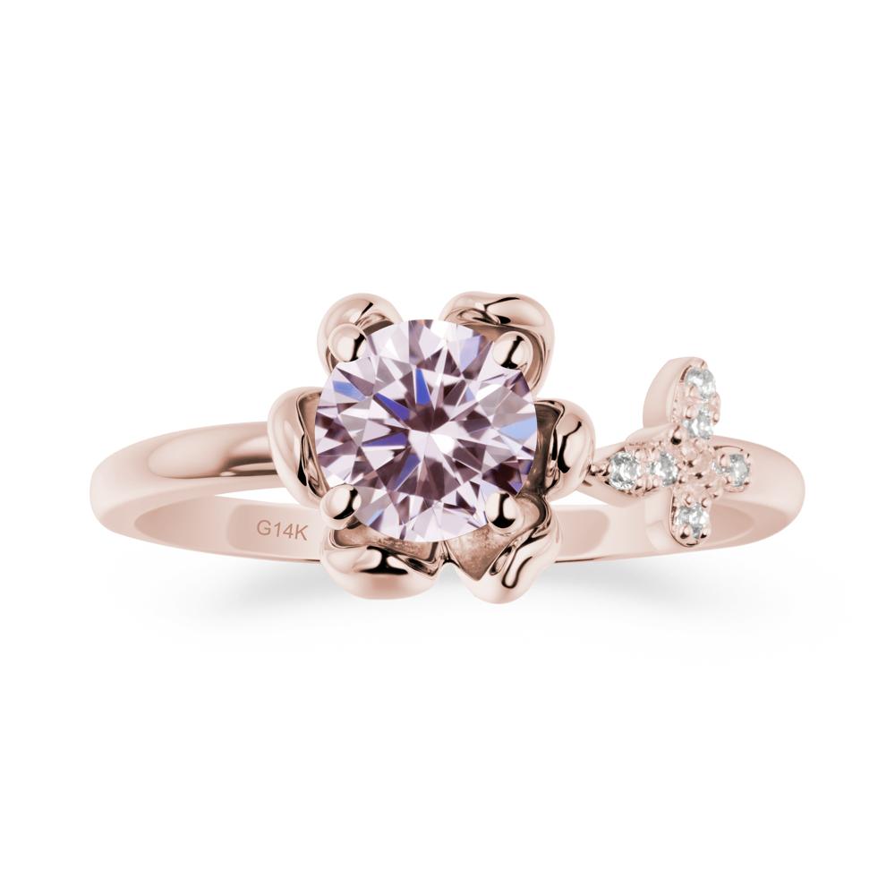 Round Pink Cubic Zirconia Petal Promise Ring - LUO Jewelry #metal_14k rose gold