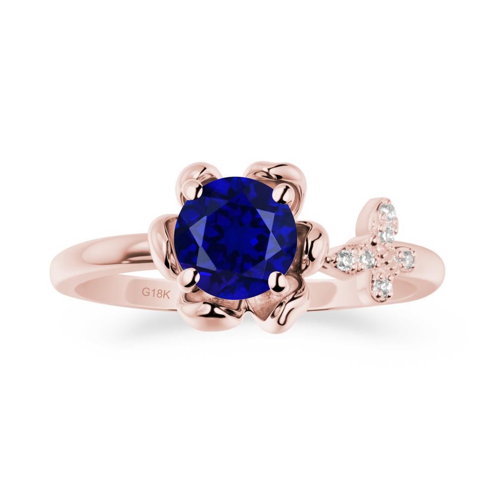 Round Sapphire Petal Promise Ring - LUO Jewelry #metal_18k rose gold