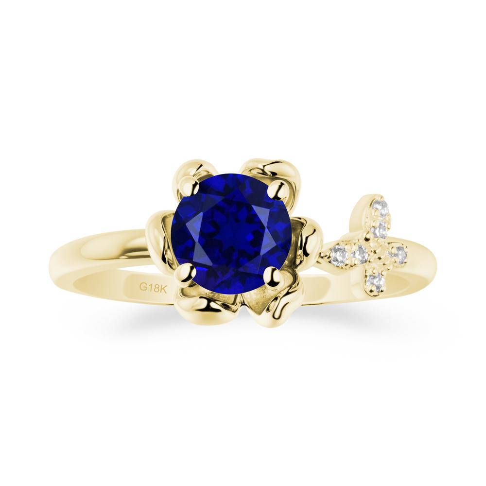 Round Sapphire Petal Promise Ring - LUO Jewelry #metal_18k yellow gold