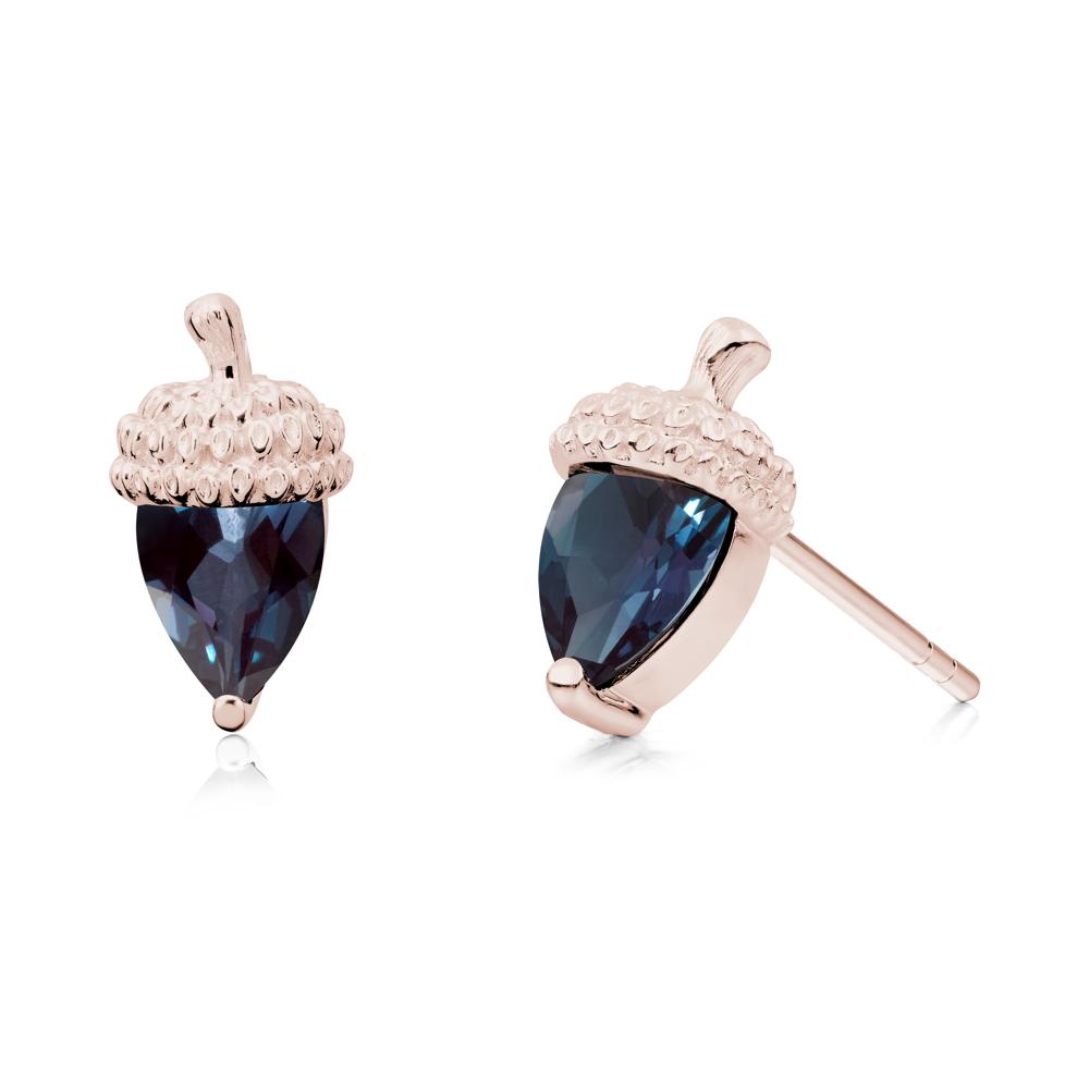 Pear Cut Alexandrite Acorn Stud Earrings - LUO Jewelry #metal_14k rose gold
