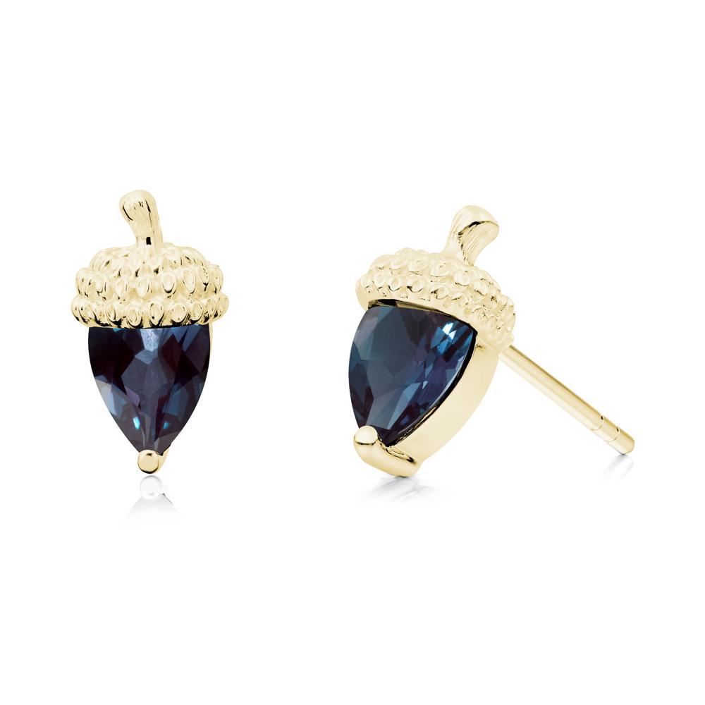 Pear Cut Alexandrite Acorn Stud Earrings - LUO Jewelry #metal_18k yellow gold