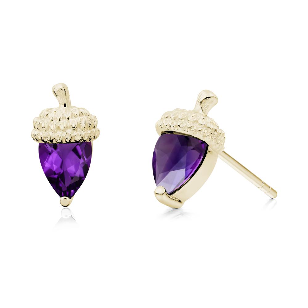 Pear Cut Amethyst Acorn Stud Earrings - LUO Jewelry #metal_14k yellow gold