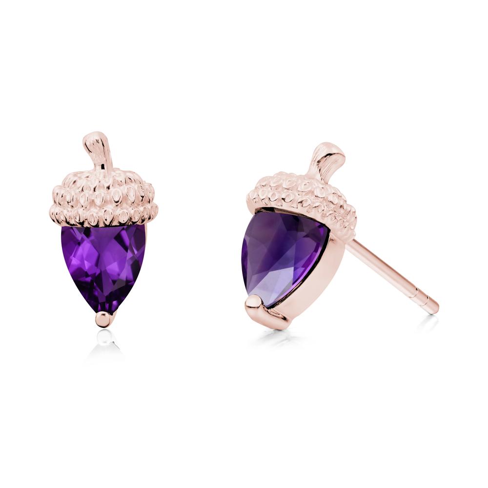 Pear Cut Amethyst Acorn Stud Earrings - LUO Jewelry #metal_18k rose gold