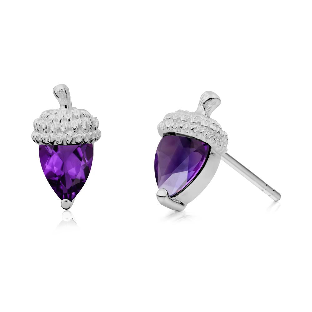 Pear Cut Amethyst Acorn Stud Earrings - LUO Jewelry #metal_platinum