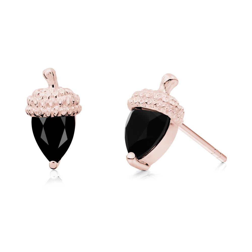 Pear Cut Black Spinel Acorn Stud Earrings - LUO Jewelry #metal_18k rose gold