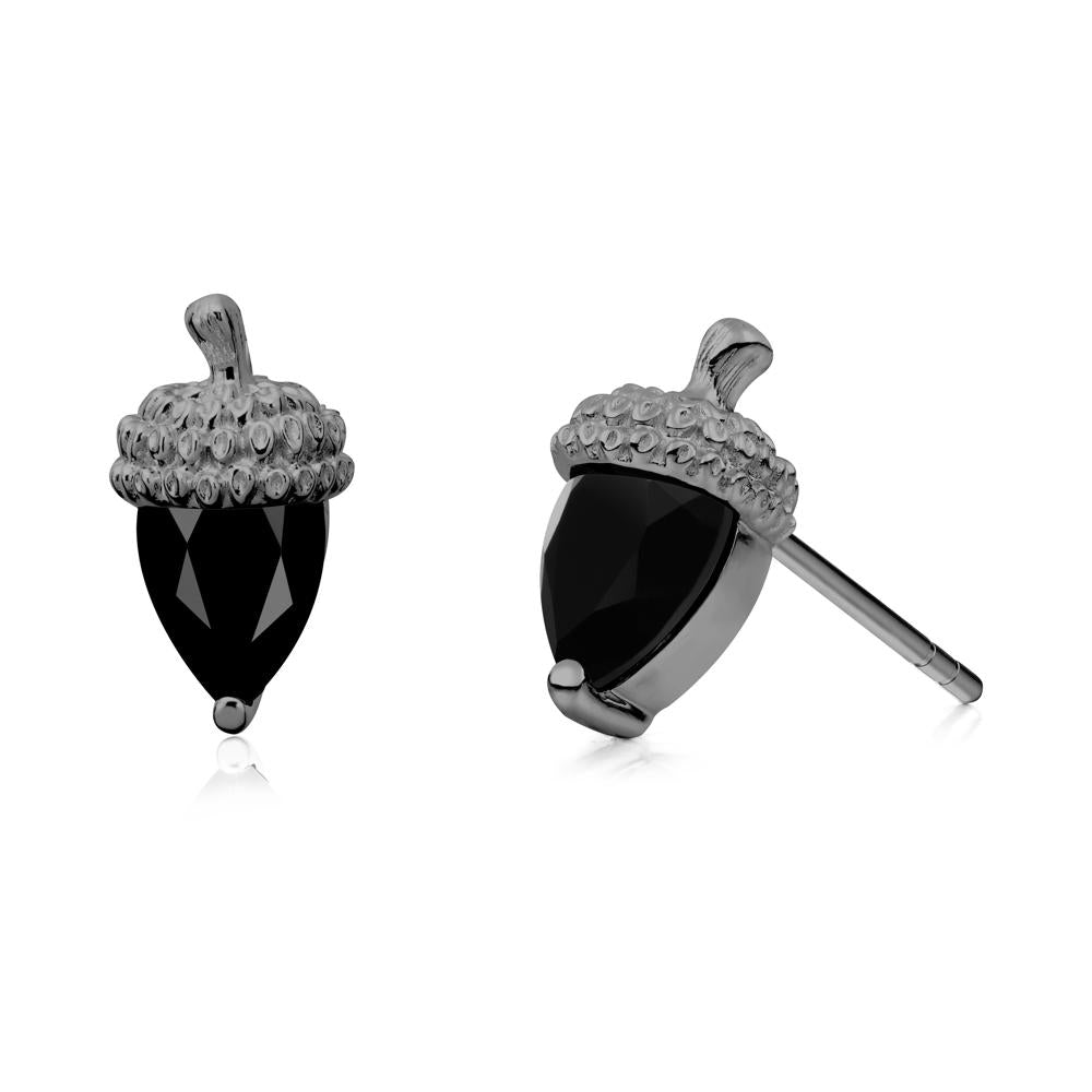 Pear Cut Black Spinel Acorn Stud Earrings - LUO Jewelry #metal_black finish sterling silver