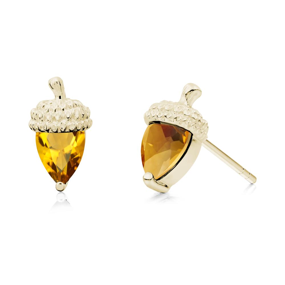 Pear Cut Citrine Acorn Stud Earrings - LUO Jewelry #metal_14k yellow gold