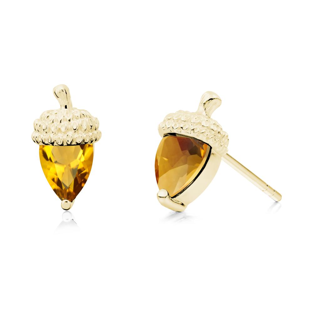 Pear Cut Citrine Acorn Stud Earrings - LUO Jewelry #metal_18k yellow gold