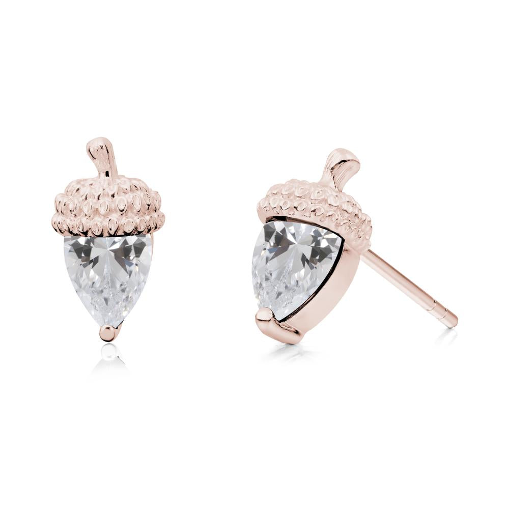Pear Cut Cubic Zirconia Acorn Stud Earrings - LUO Jewelry #metal_14k rose gold