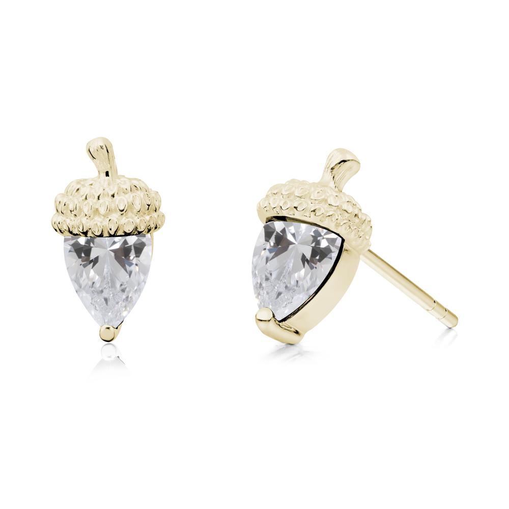 Pear Cut Cubic Zirconia Acorn Stud Earrings - LUO Jewelry #metal_14k yellow gold