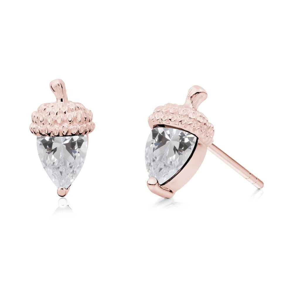 Pear Cut Cubic Zirconia Acorn Stud Earrings - LUO Jewelry #metal_18k rose gold