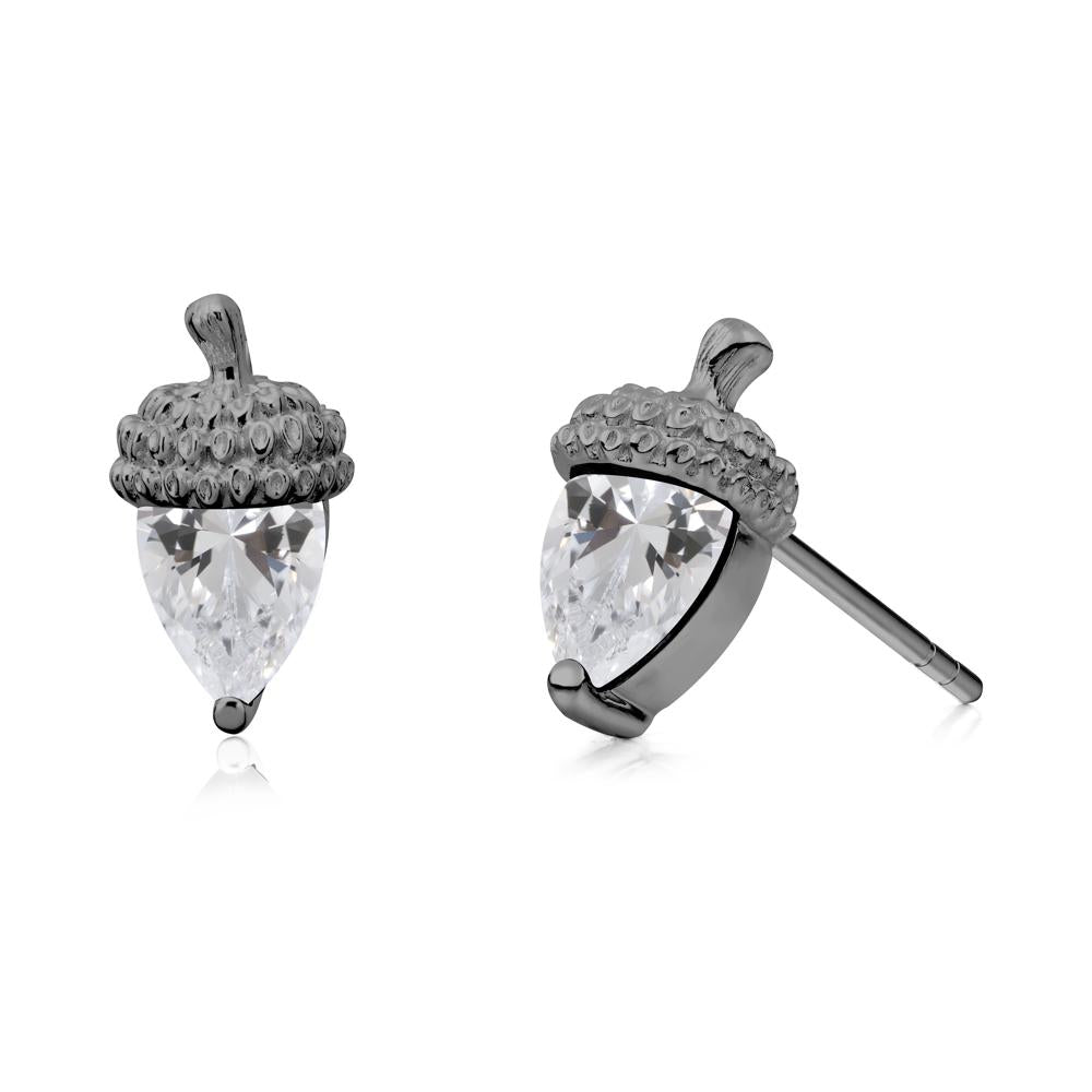 Pear Cut Cubic Zirconia Acorn Stud Earrings - LUO Jewelry #metal_black finish sterling silver