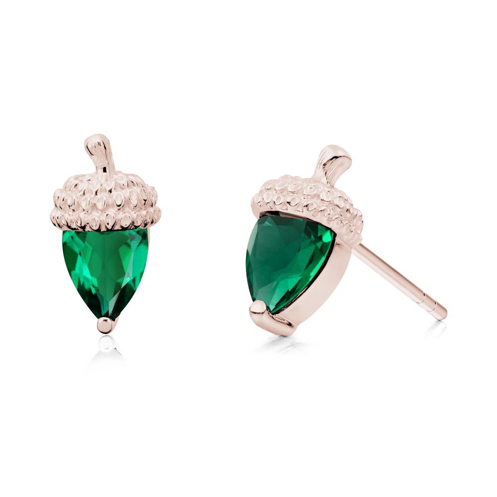 Emerald Acorn Earrings - LUO Jewelry #metal_14k rose gold