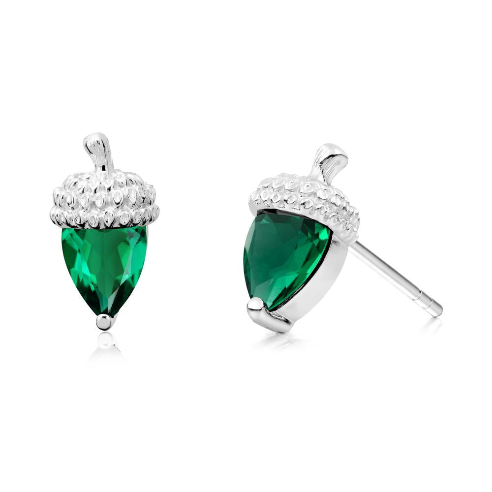 Emerald Acorn Earrings - LUO Jewelry #metal_18k white gold