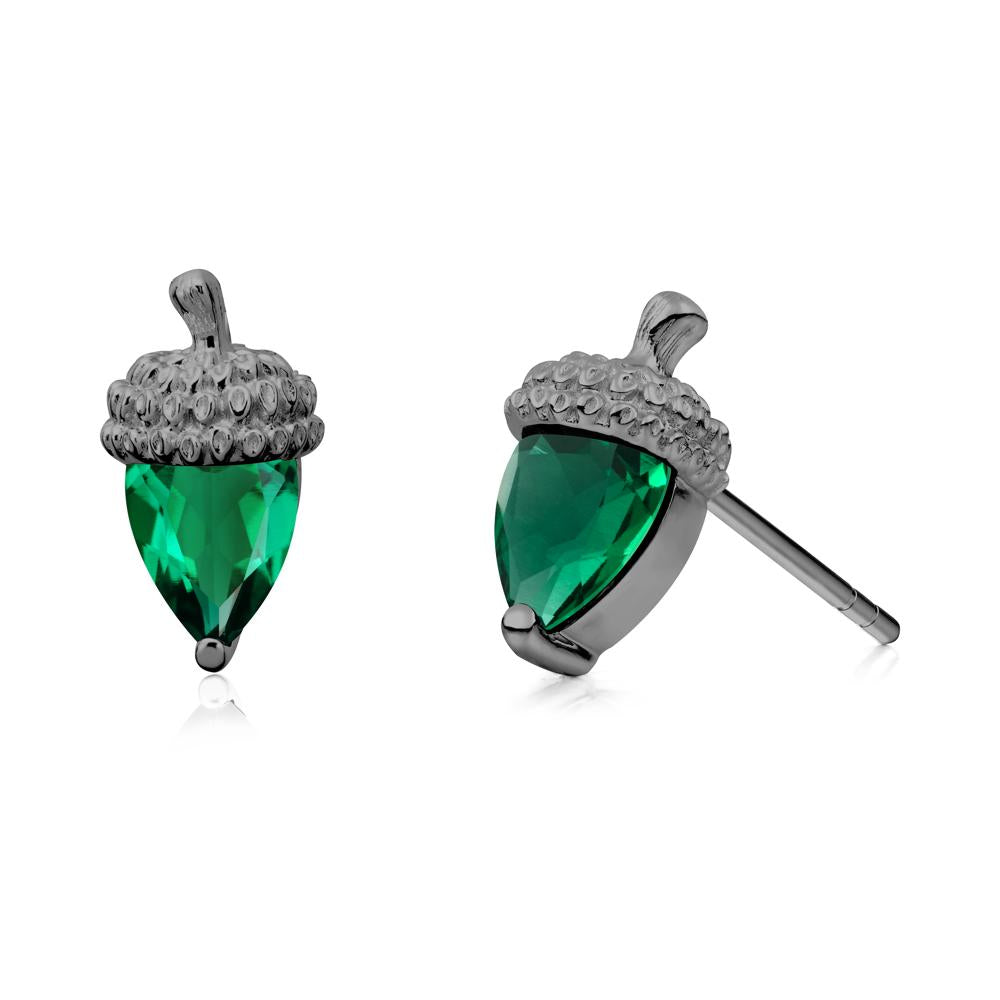 Emerald Acorn Earrings - LUO Jewelry #metal_black finish sterling silver
