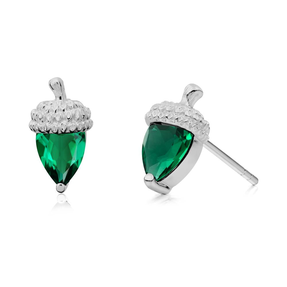 Emerald Acorn Earrings - LUO Jewelry #metal_platinum