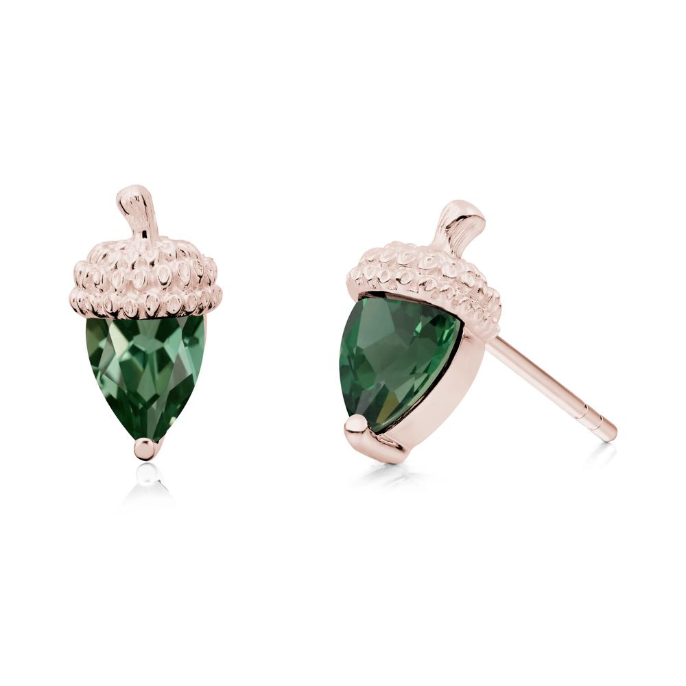 Pear Cut Green Sapphire Acorn Stud Earrings - LUO Jewelry #metal_14k rose gold
