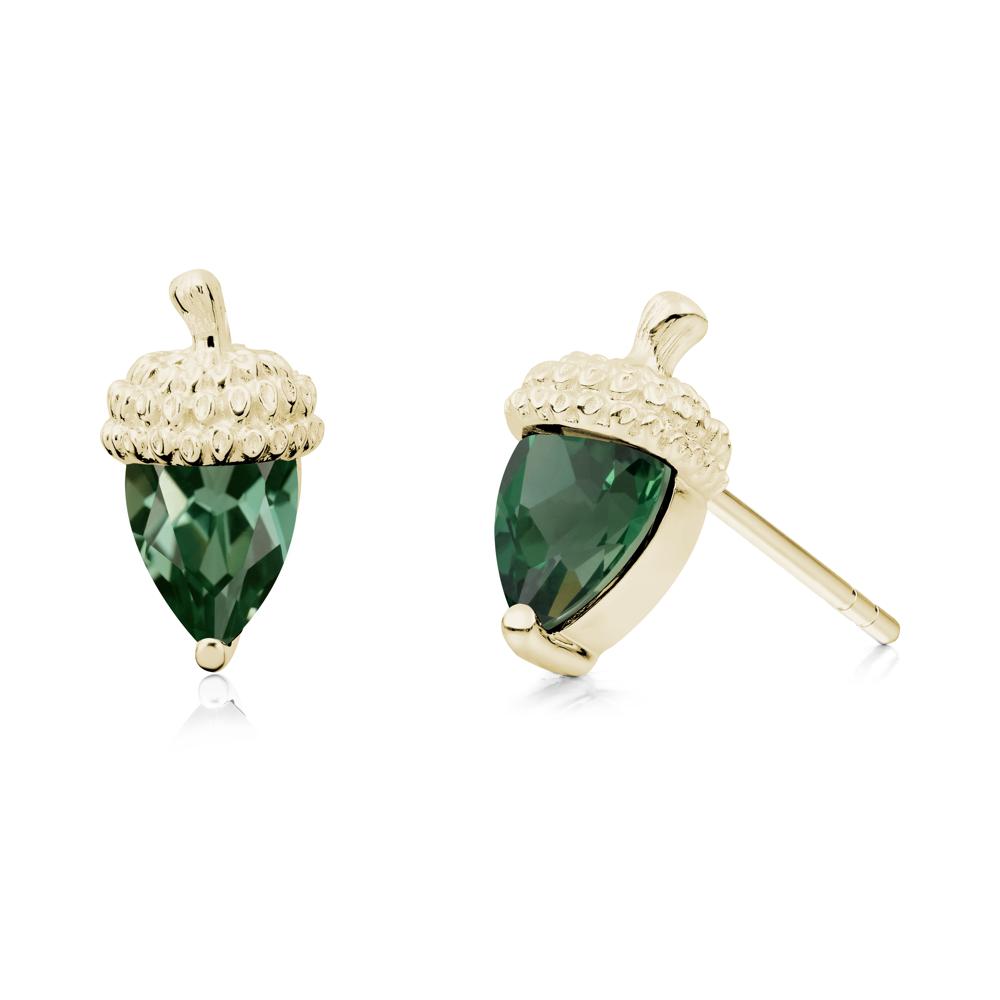 Pear Cut Green Sapphire Acorn Stud Earrings - LUO Jewelry #metal_14k yellow gold
