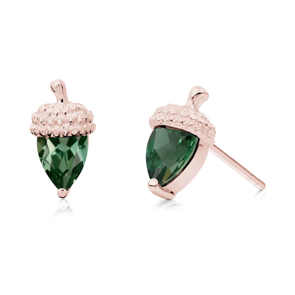 Pear Cut Green Sapphire Acorn Stud Earrings - LUO Jewelry #metal_18k rose gold