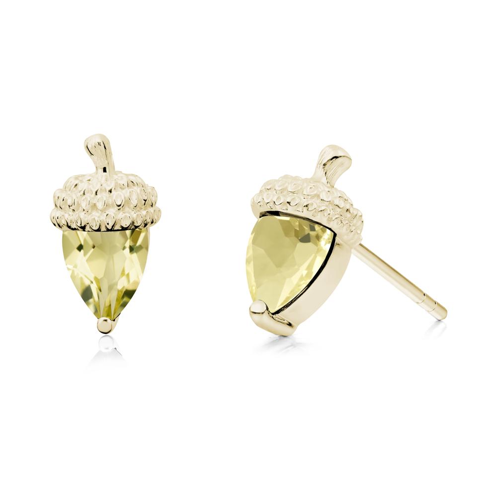 Pear Cut Lemon Quartz Acorn Stud Earrings - LUO Jewelry #metal_14k yellow gold