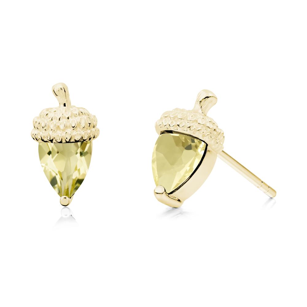Pear Cut Lemon Quartz Acorn Stud Earrings - LUO Jewelry #metal_18k yellow gold