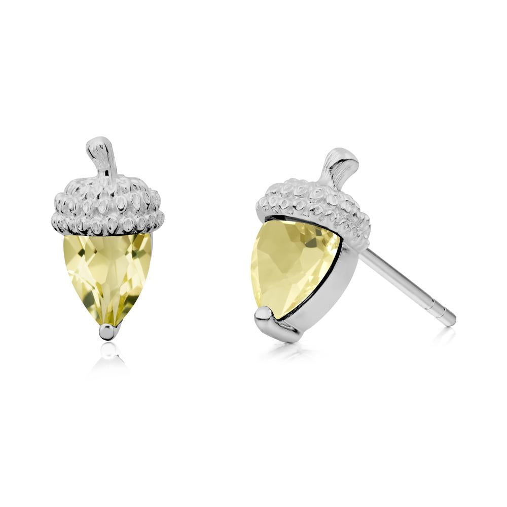 Pear Cut Lemon Quartz Acorn Stud Earrings - LUO Jewelry #metal_platinum