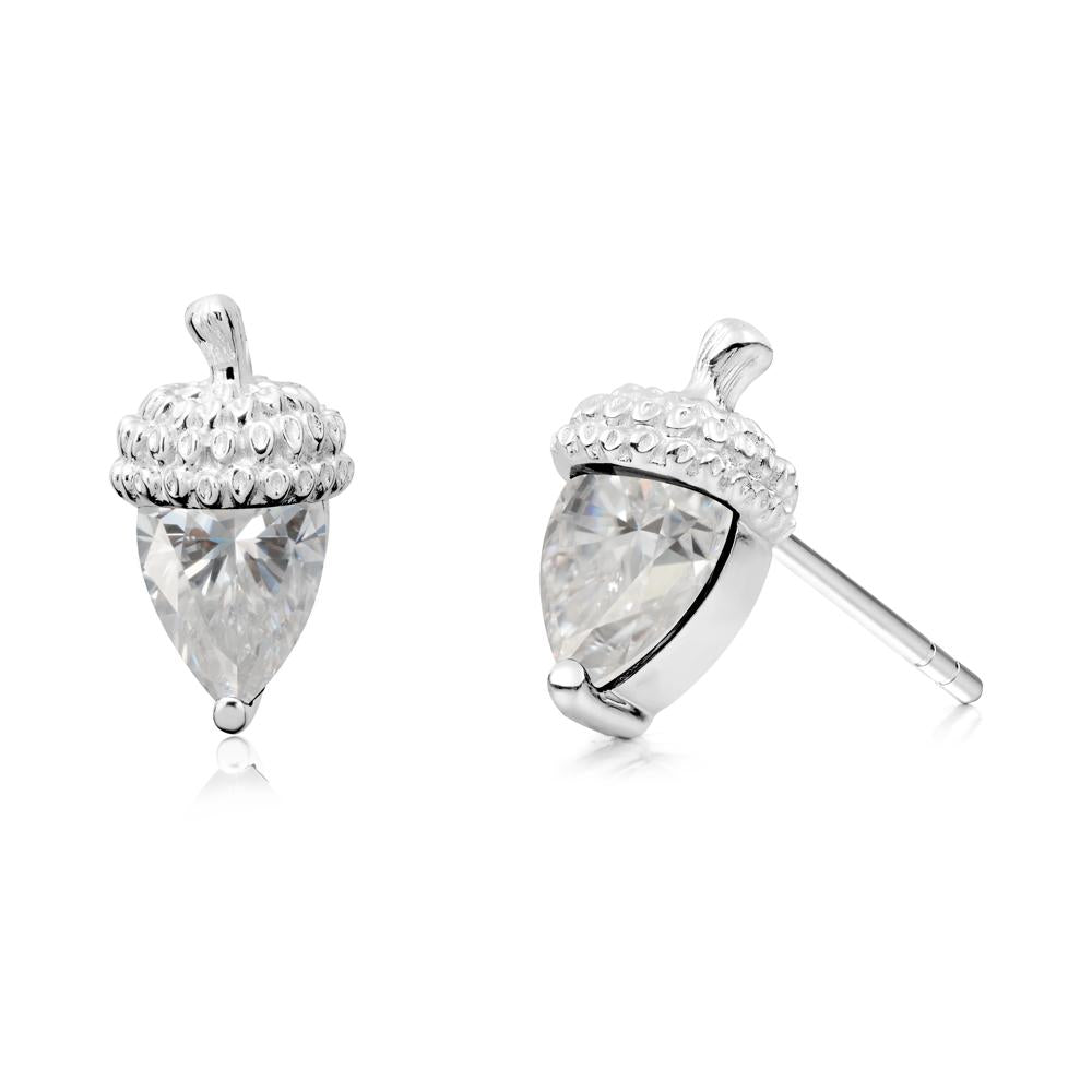 Moissanite Acorn Earrings - LUO Jewelry #metal_18k white gold