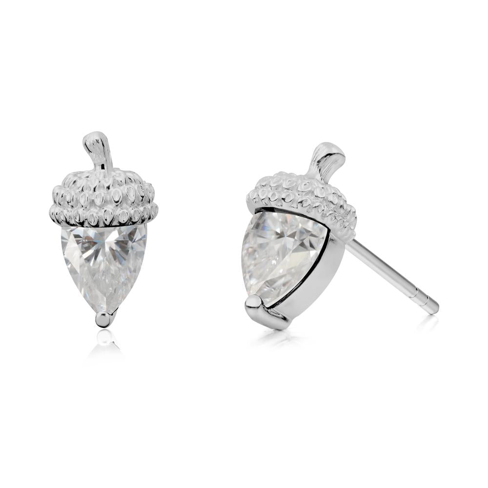 Moissanite Acorn Earrings - LUO Jewelry #metal_platinum