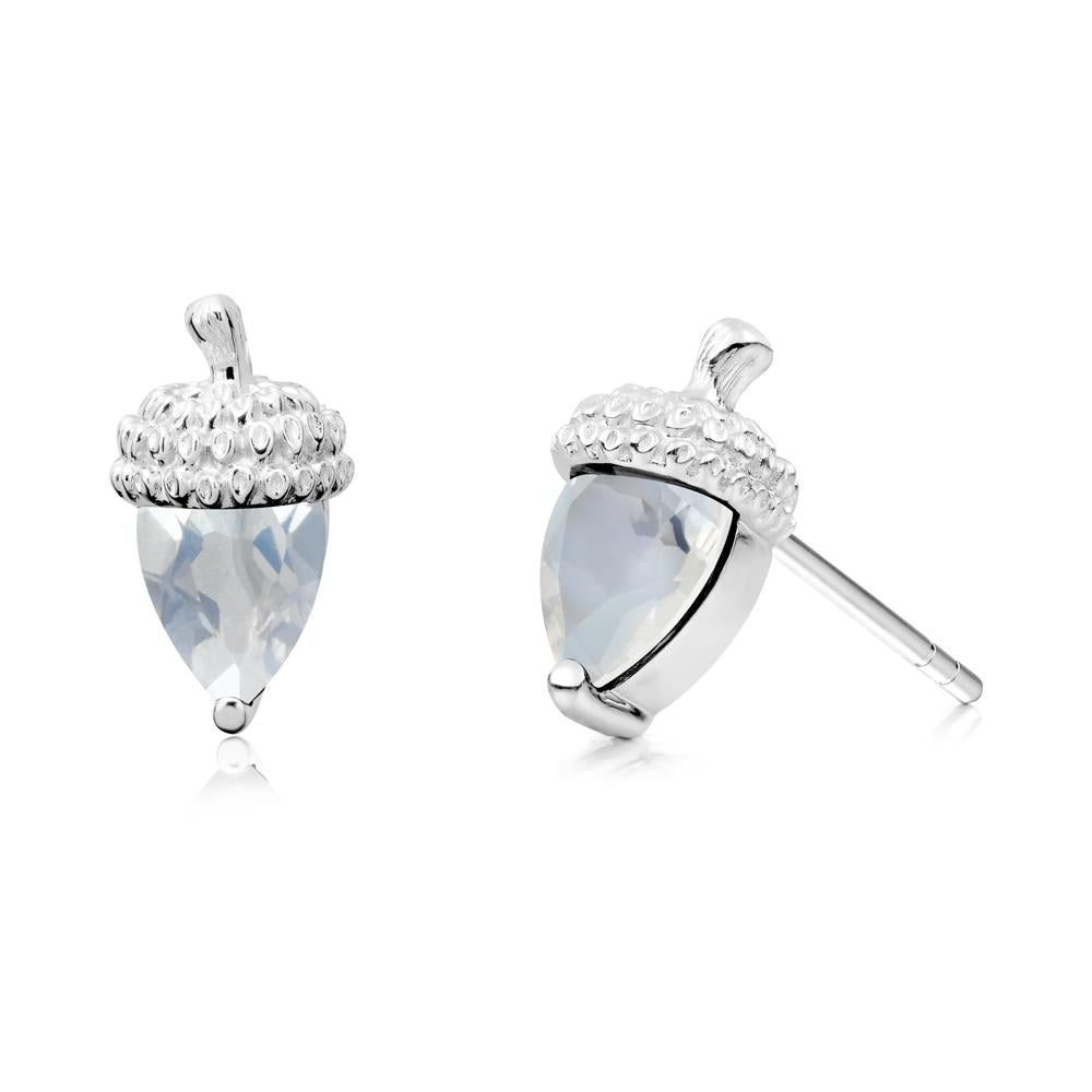 Pear Cut Moonstone Acorn Stud Earrings - LUO Jewelry #metal_14k white gold