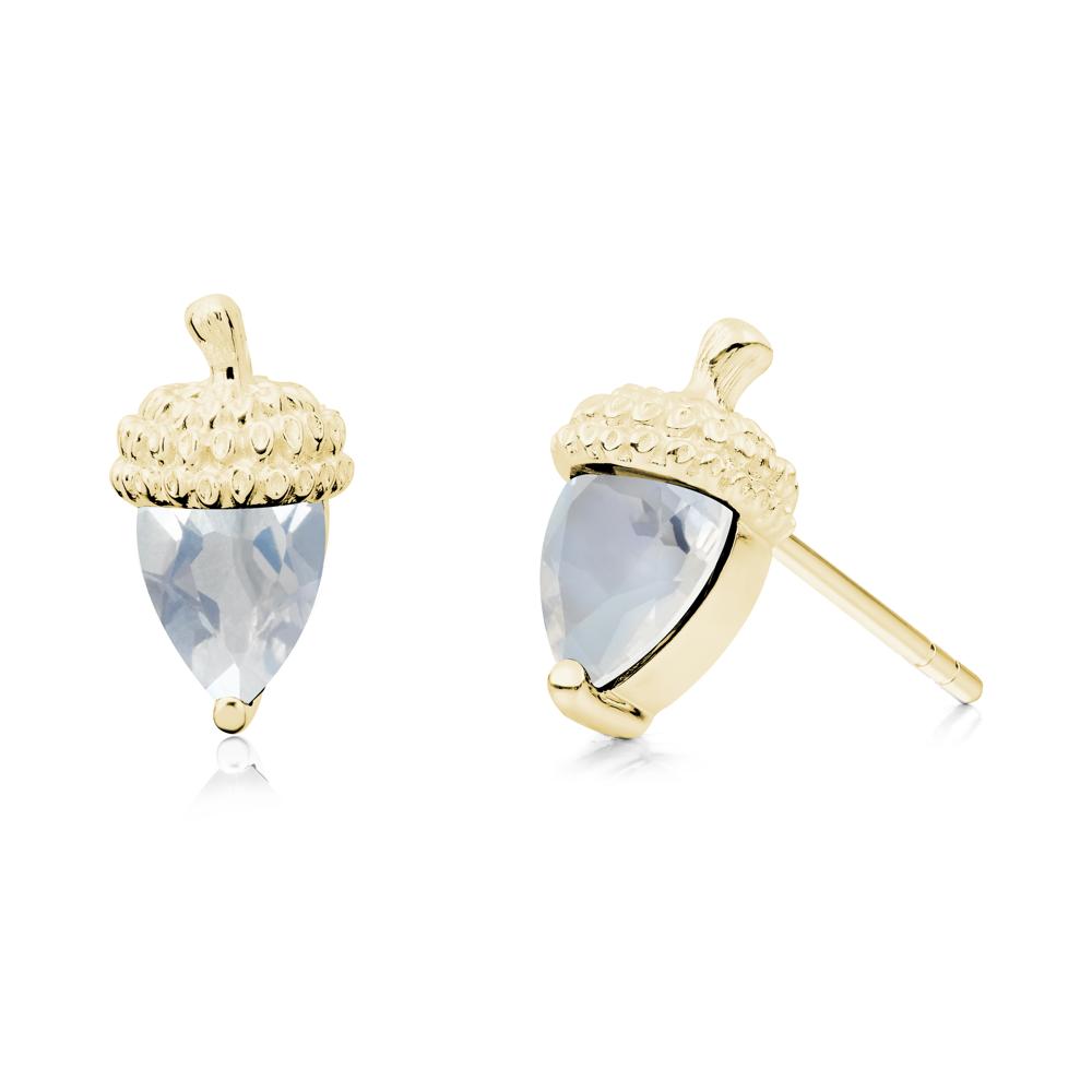 Pear Cut Moonstone Acorn Stud Earrings - LUO Jewelry #metal_18k yellow gold