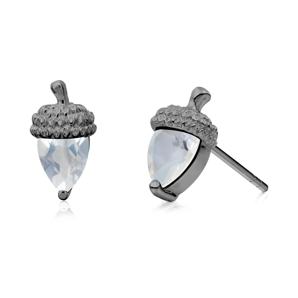 Pear Cut Moonstone Acorn Stud Earrings - LUO Jewelry #metal_black finish sterling silver