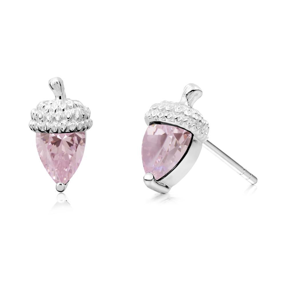 Pink Cubic Zirconia Acorn Earrings - LUO Jewelry #metal_14k white gold