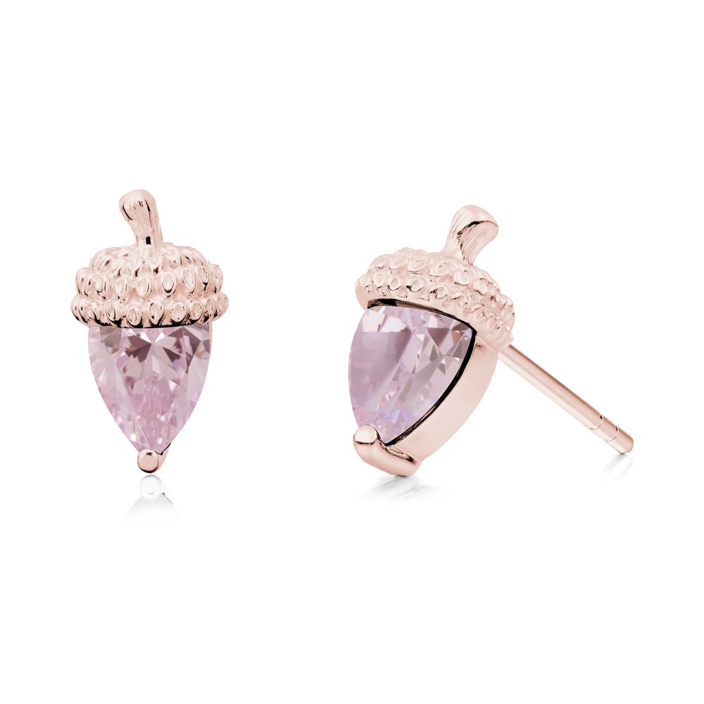 Pink Cubic Zirconia Acorn Earrings - LUO Jewelry #metal_18k rose gold