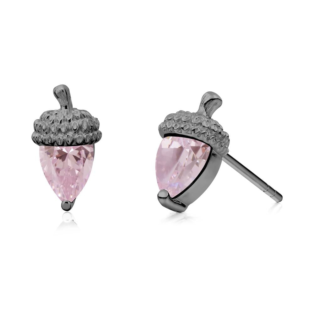 Pink Cubic Zirconia Acorn Earrings - LUO Jewelry #metal_black finish sterling silver