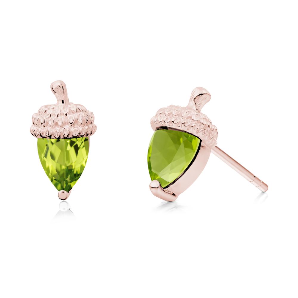 Pear Cut Peridot Acorn Stud Earrings - LUO Jewelry #metal_18k rose gold
