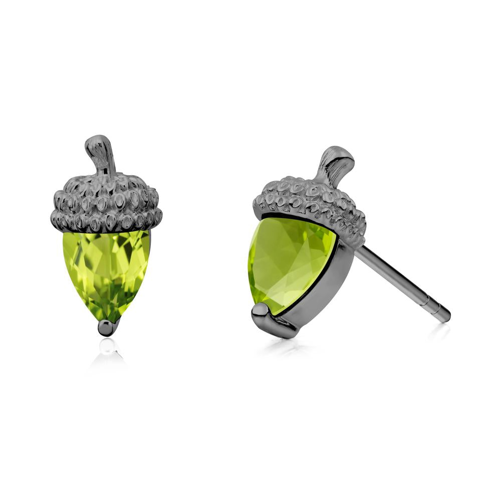 Pear Cut Peridot Acorn Stud Earrings - LUO Jewelry #metal_black finish sterling silver