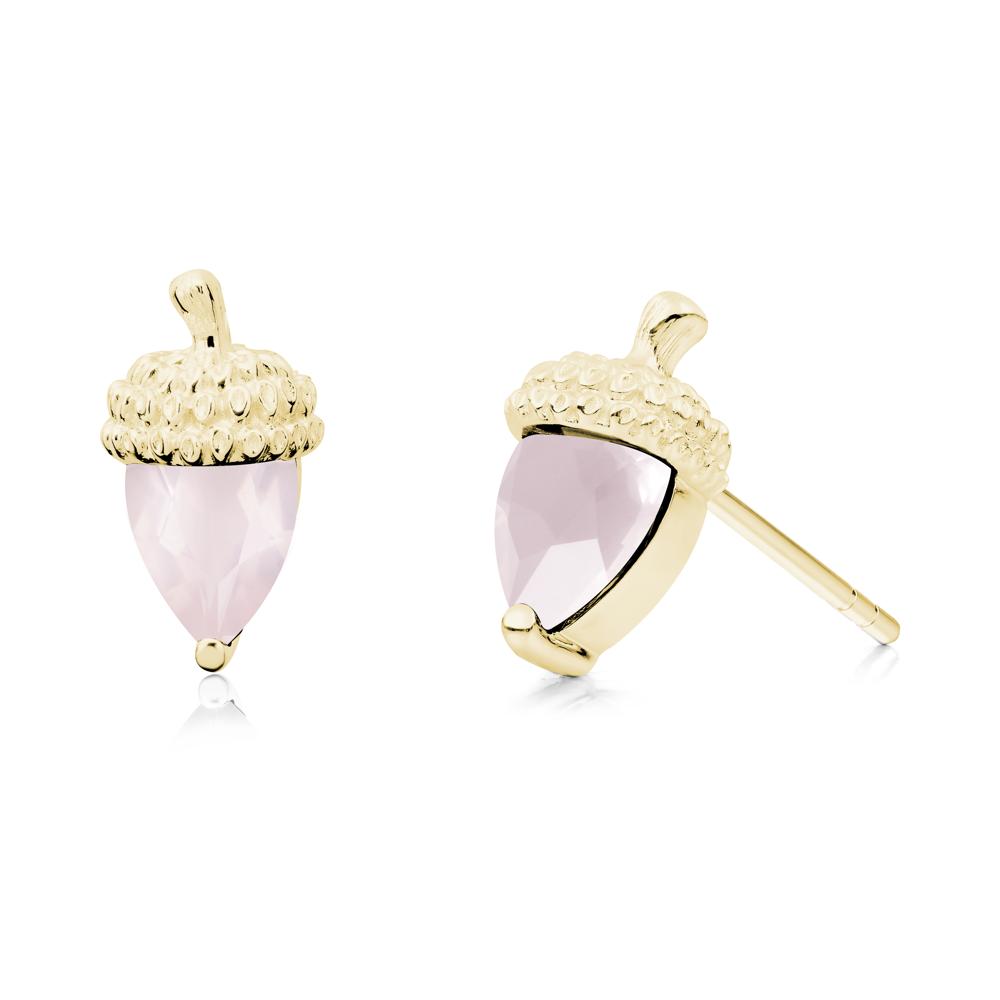 Rose Quartz Acorn Earrings - LUO Jewelry #metal_18k yellow gold