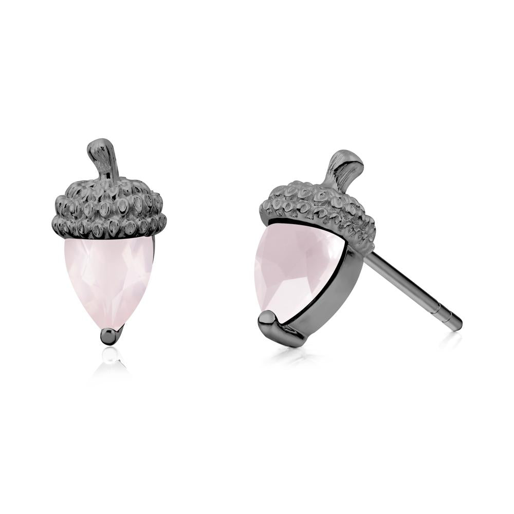 Rose Quartz Acorn Earrings - LUO Jewelry #metal_black finish sterling silver