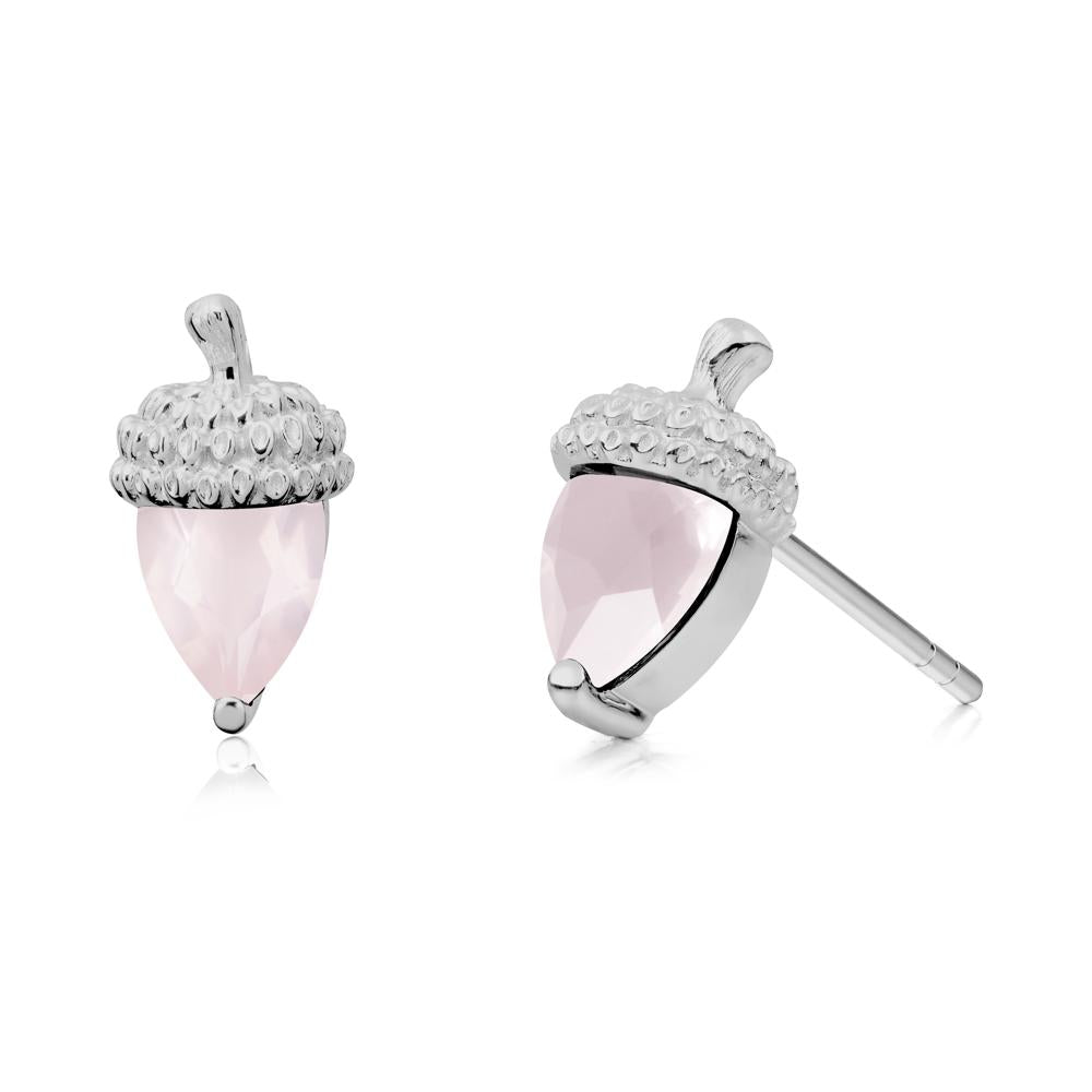 Rose Quartz Acorn Earrings - LUO Jewelry #metal_platinum