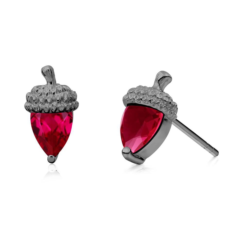 Pear Cut Ruby Acorn Stud Earrings - LUO Jewelry #metal_black finish sterling silver