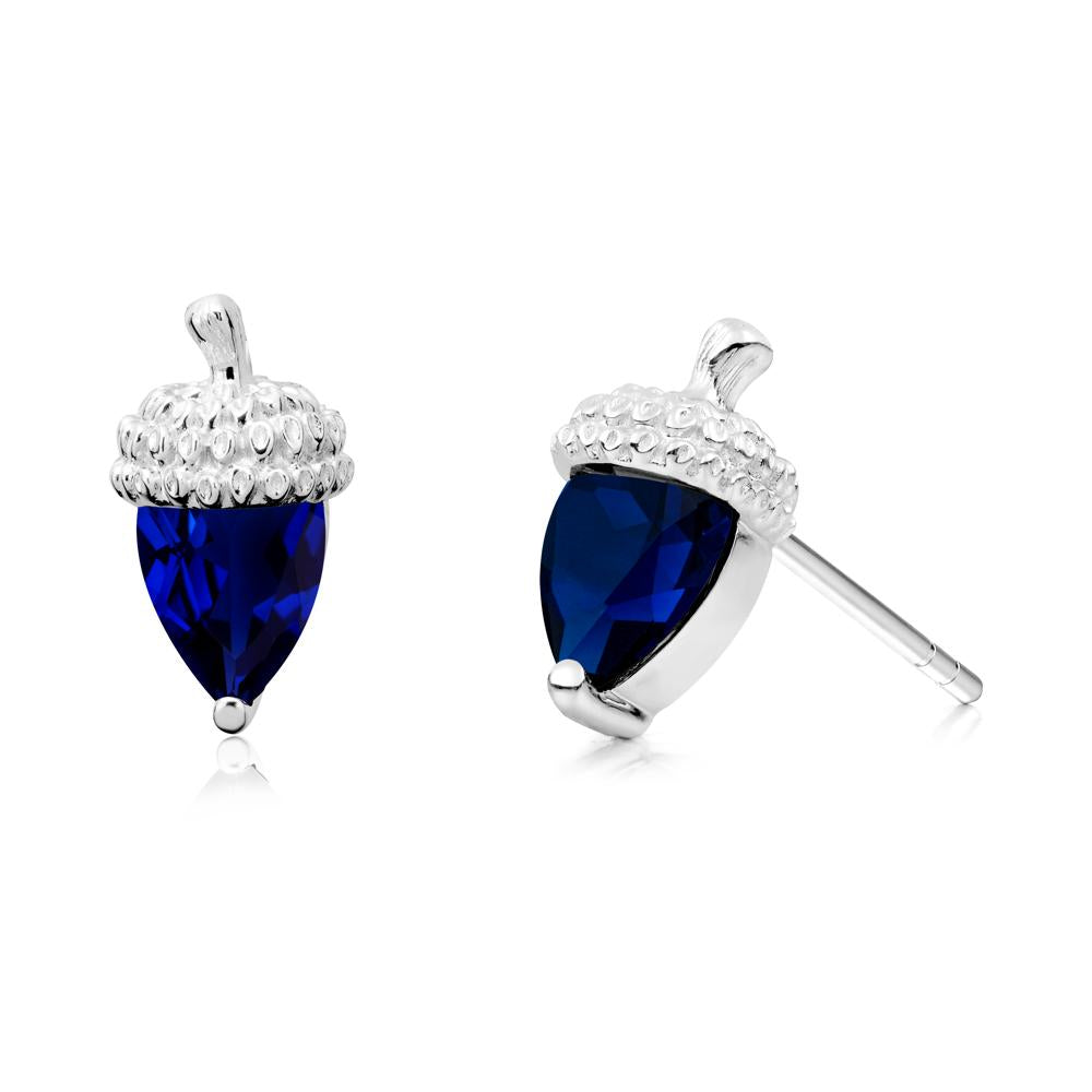 Sapphire Acorn Earrings - LUO Jewelry #metal_14k white gold
