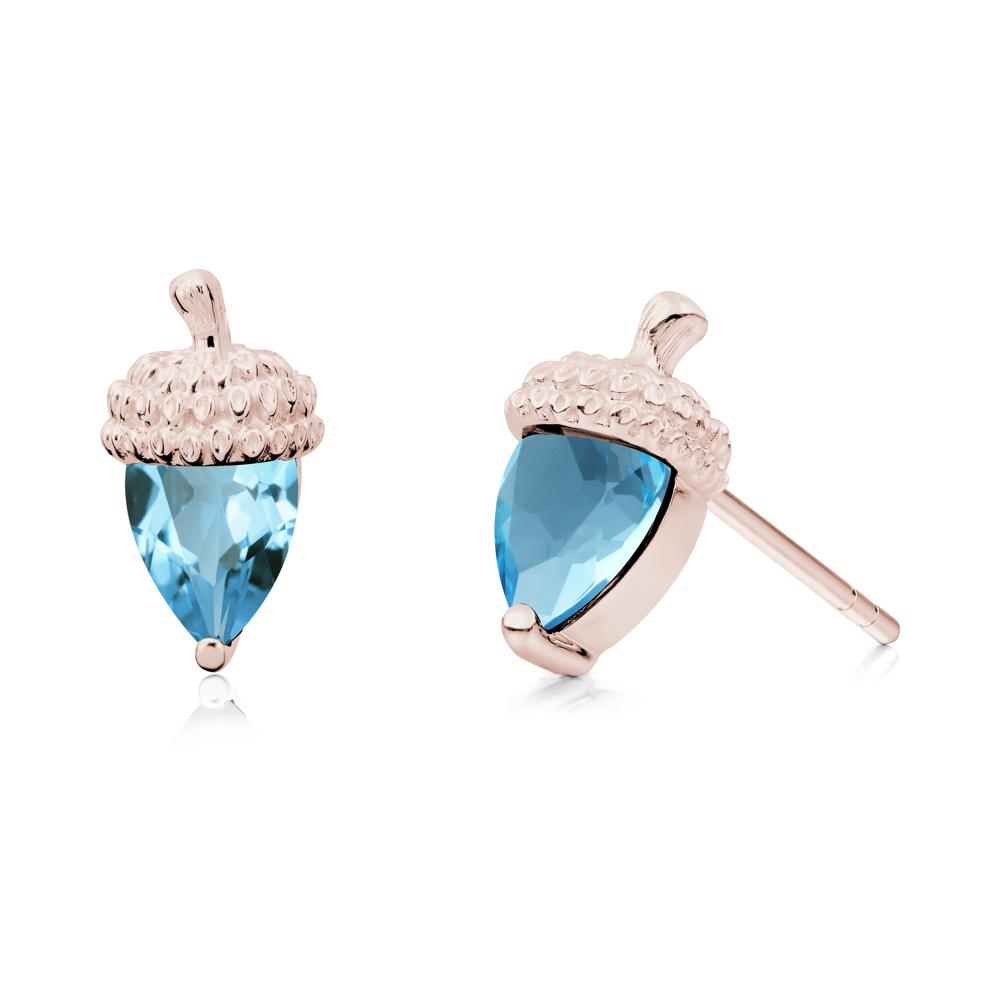 Swiss Blue Topaz Acorn Earrings - LUO Jewelry #metal_14k rose gold